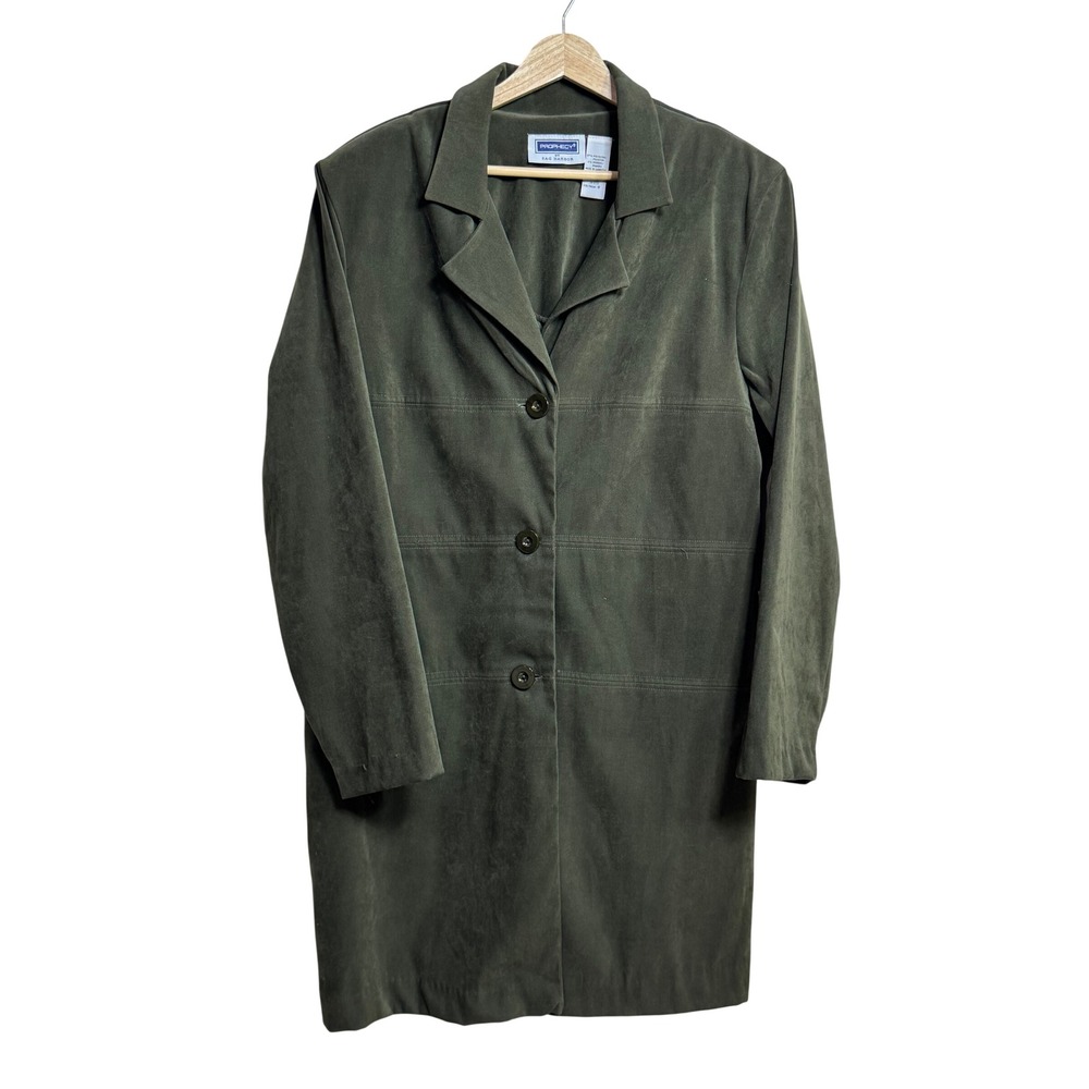 Prophecy by Sag Harbor Olive Green Faux Suede Longline Blazer Jacket Size 16